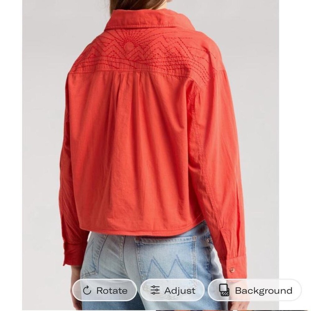 MOTHER. Women's orangey red Embroidered shirt.
Runs generous. Texture ! - Picture 13 of 14